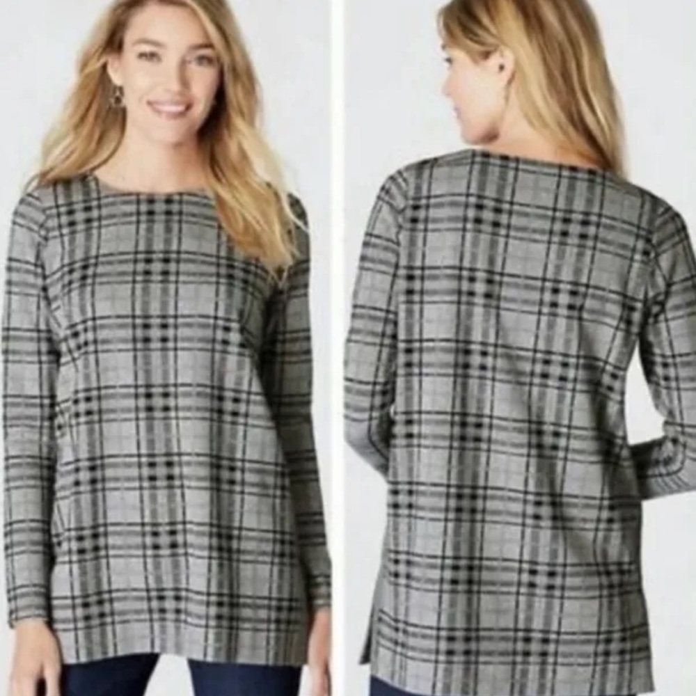 J. Jill Gray Plaid Tunic Top